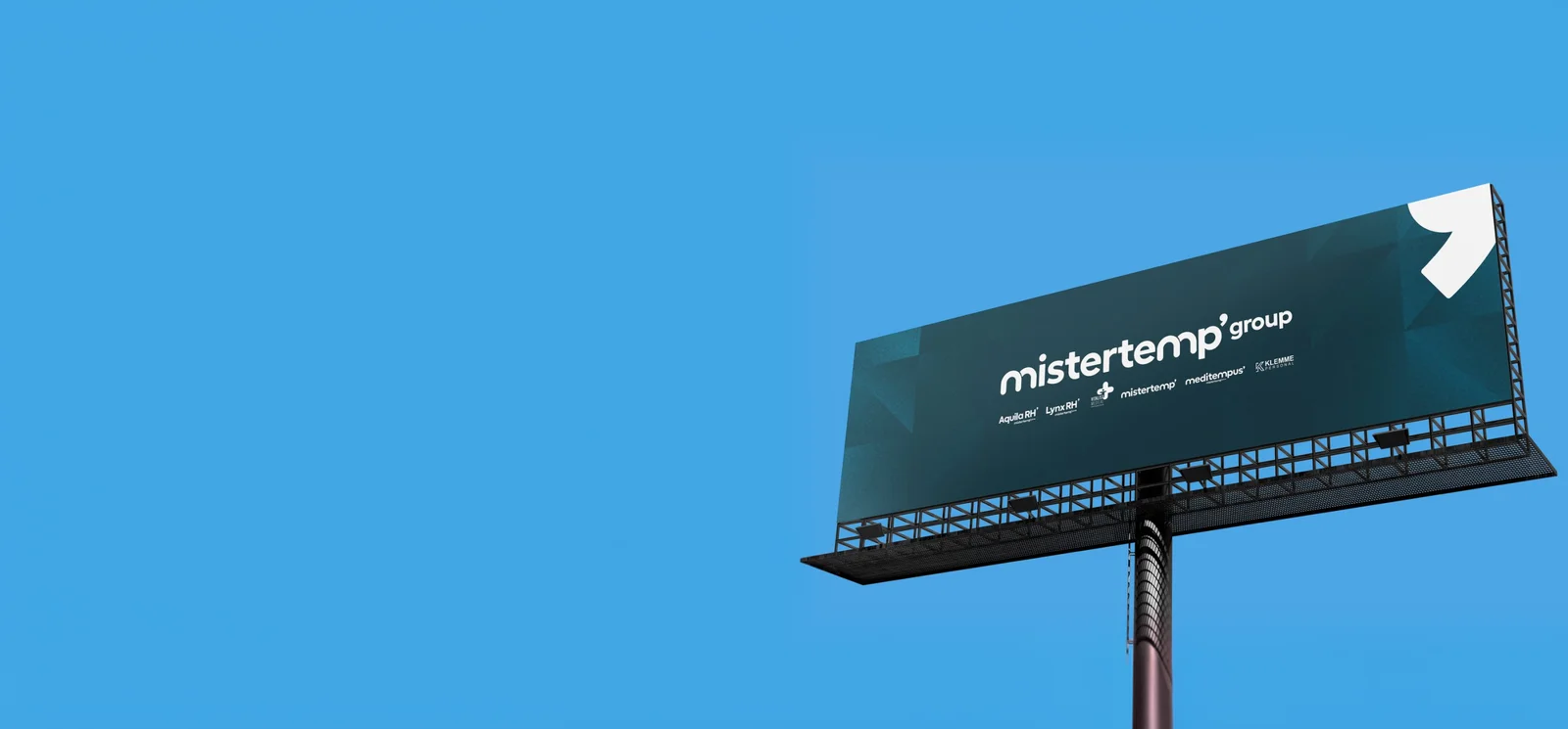 Un panneau publicitaire aux couleurs de Mistertemp’group
