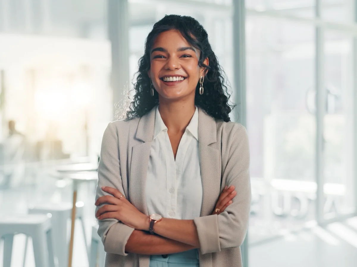 An independent recruiter in a bright workspace