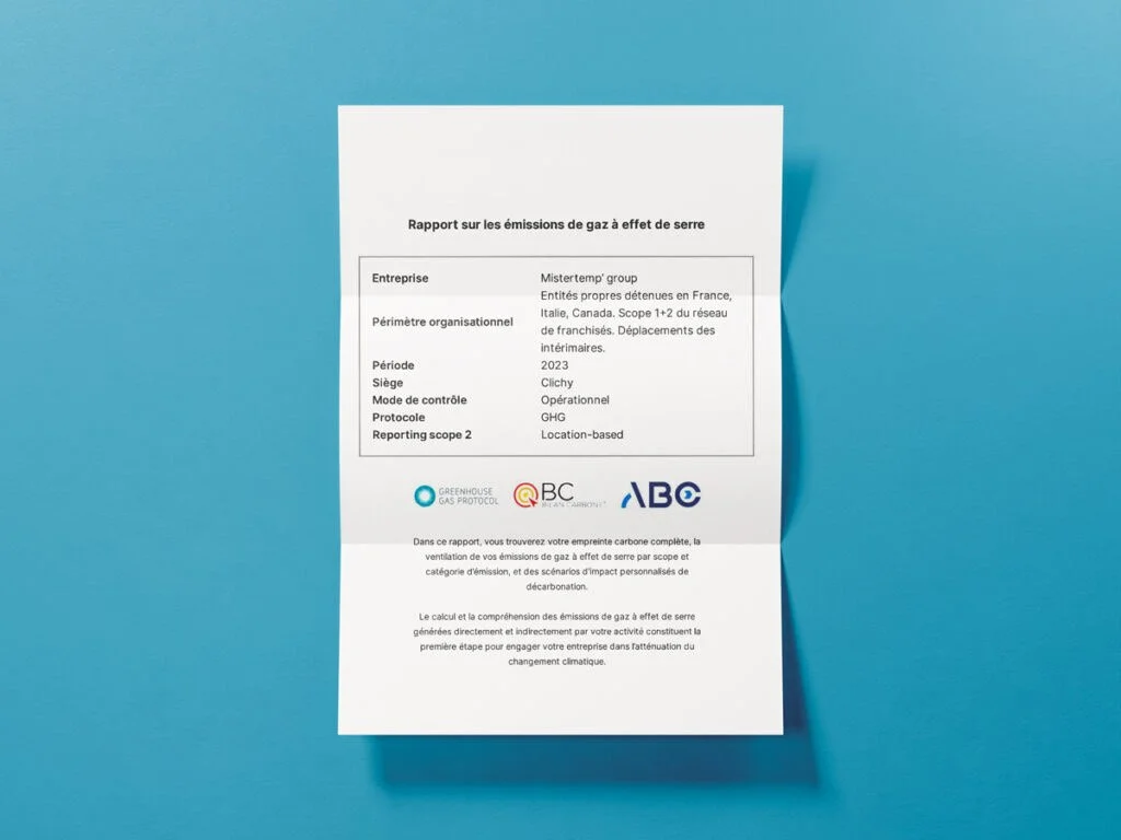 La première page du rapport d’émissions de gaz à effet de serre