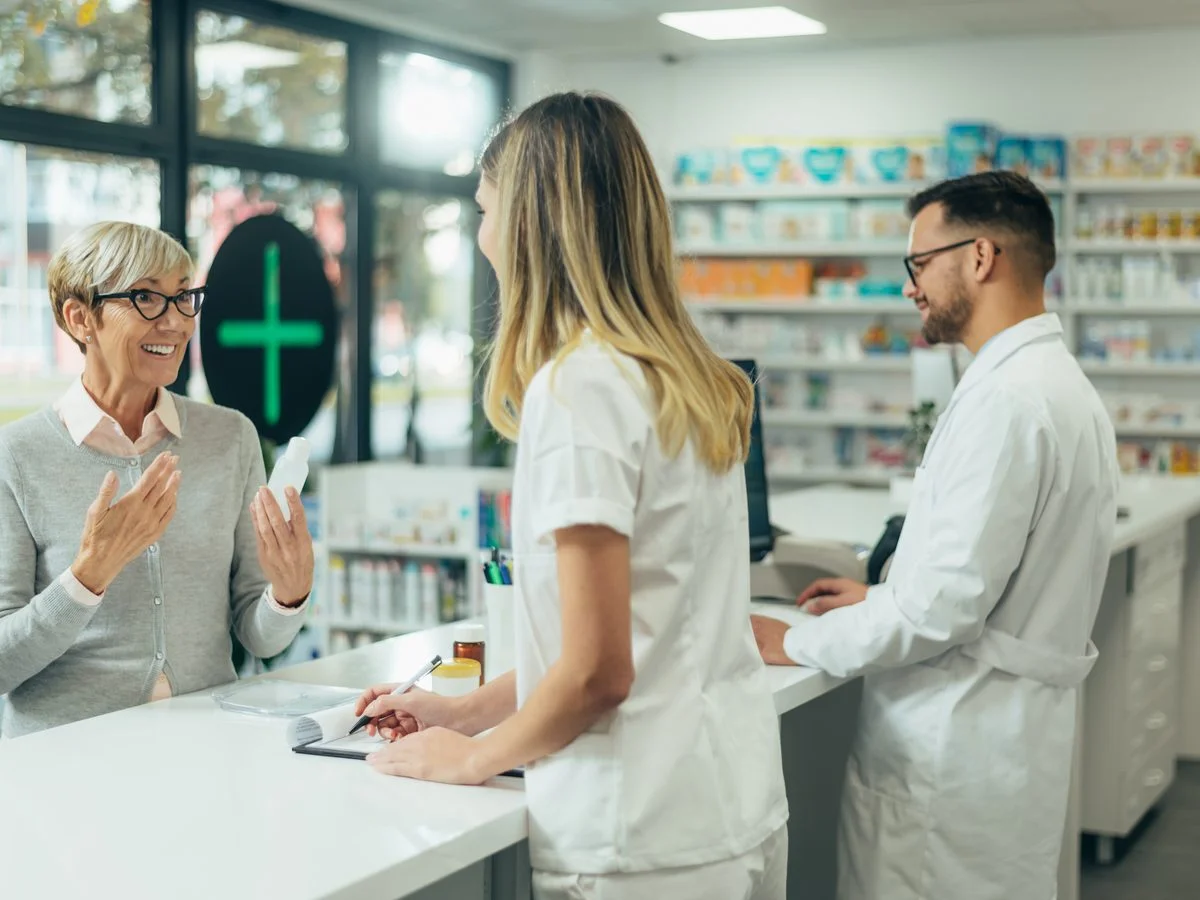 A conversation at a pharmacy counter