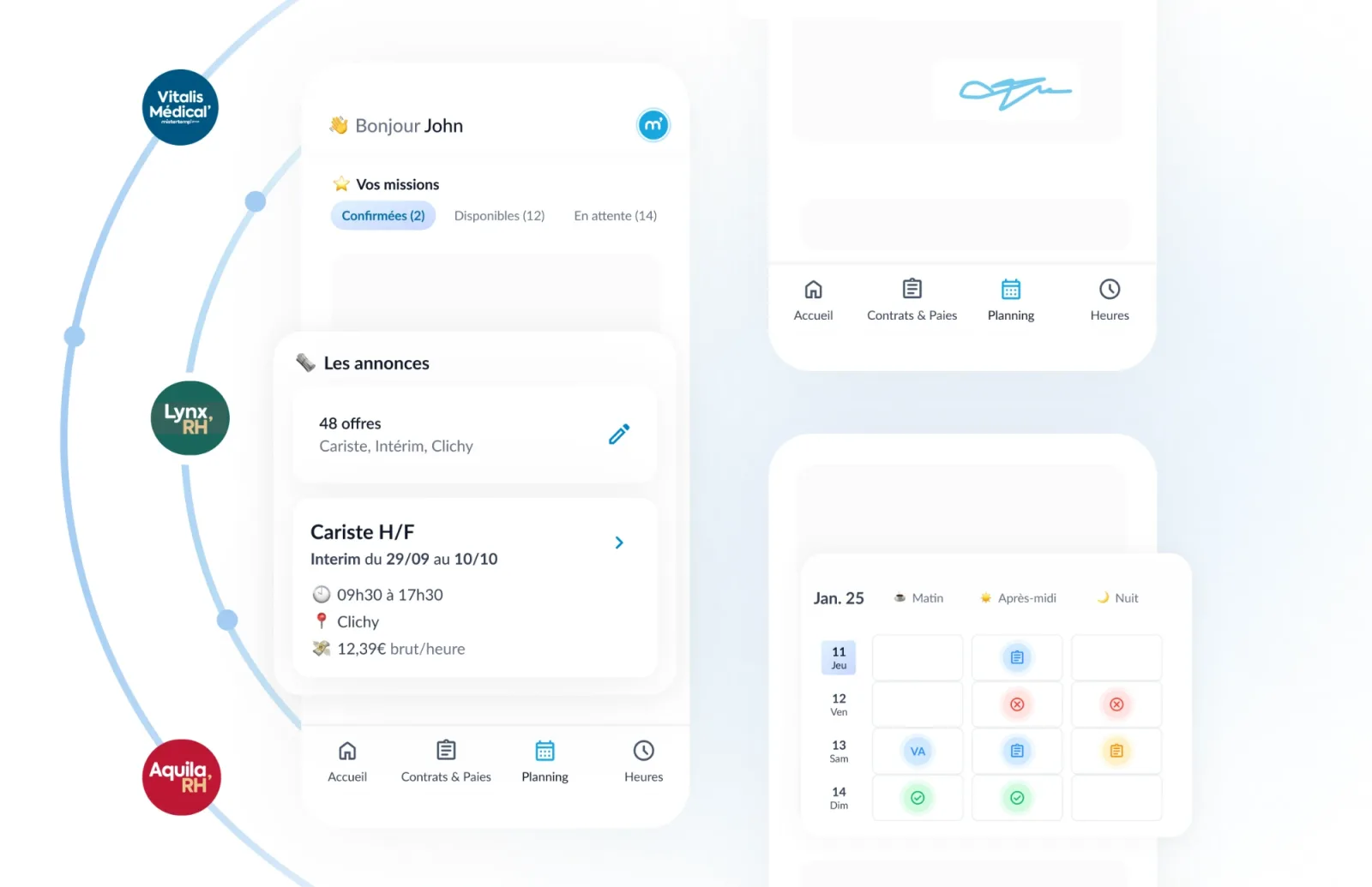Schermate dell’app candidati